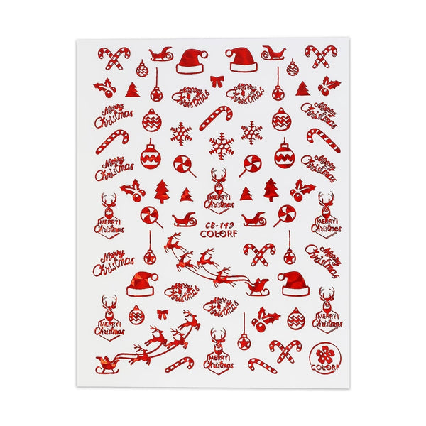 Christmas Sticker - Red Tree, Bauble & Sleigh