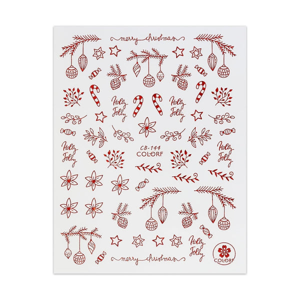 Christmas Sticker - Red Baubles & Poinsettia