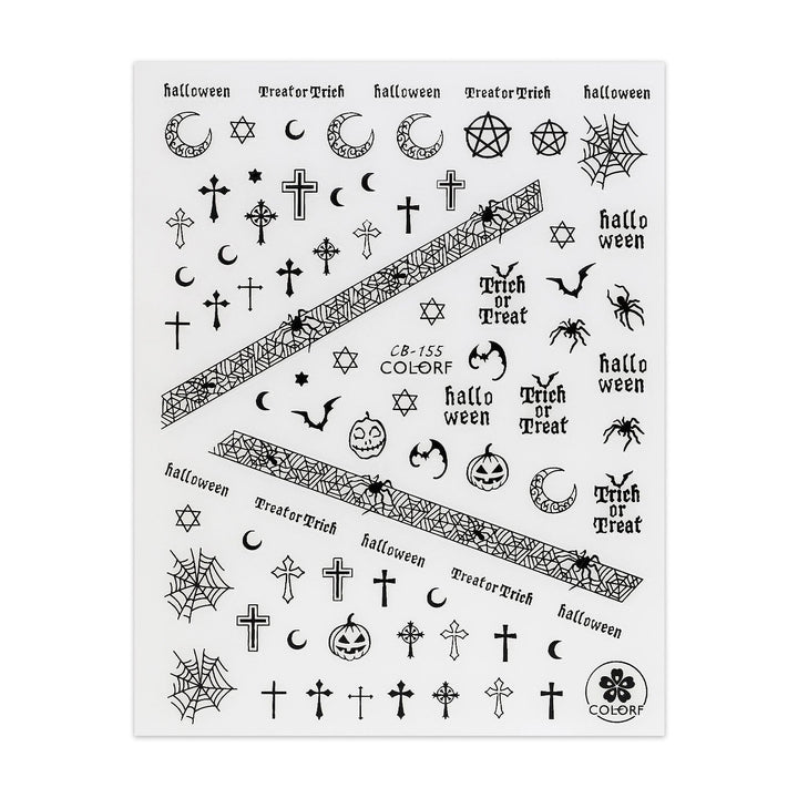 Halloween Stickers - Crosses & Bats - Black