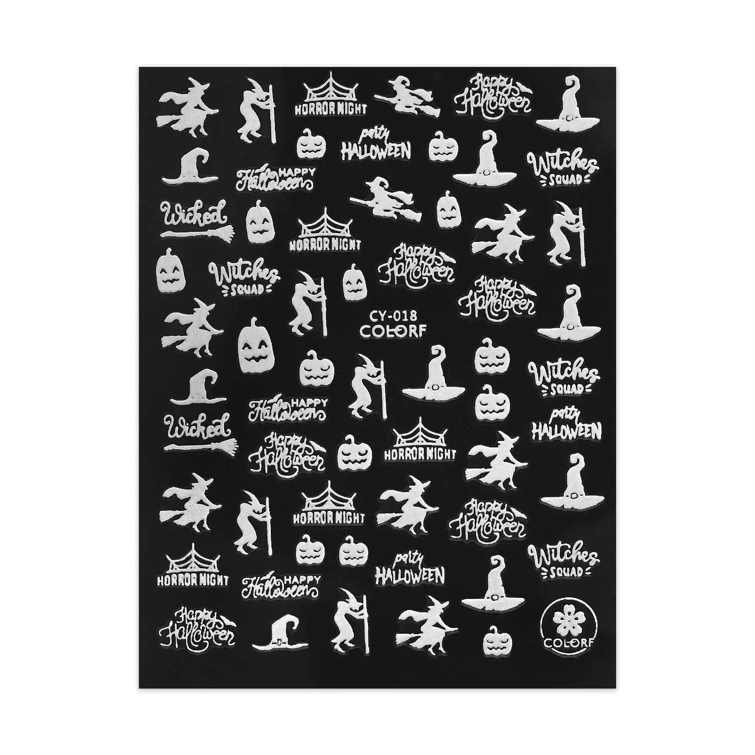 Glow in the Dark Halloween Stickers - Witches & Pumpkins   Naio Nails