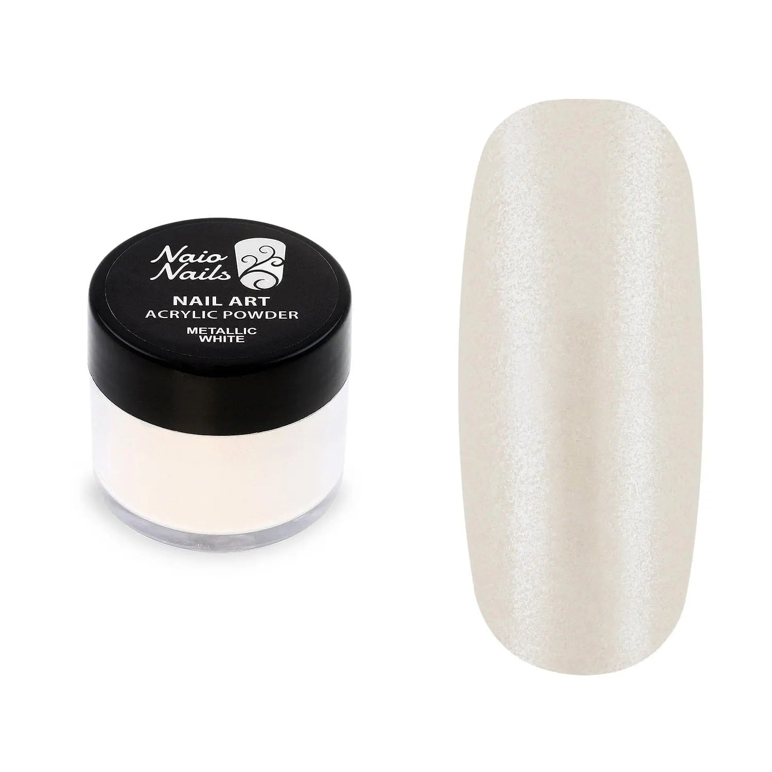 Metallic White Acrylic Powder - 12g   Naio Nails