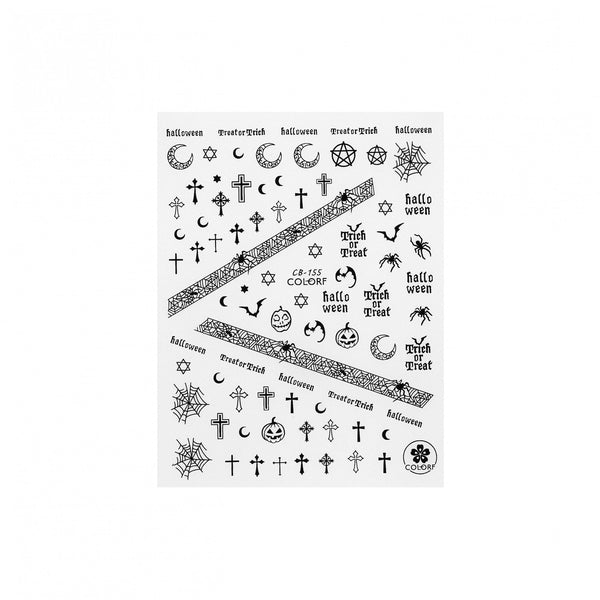 Halloween Stickers - Crosses & Bats - White