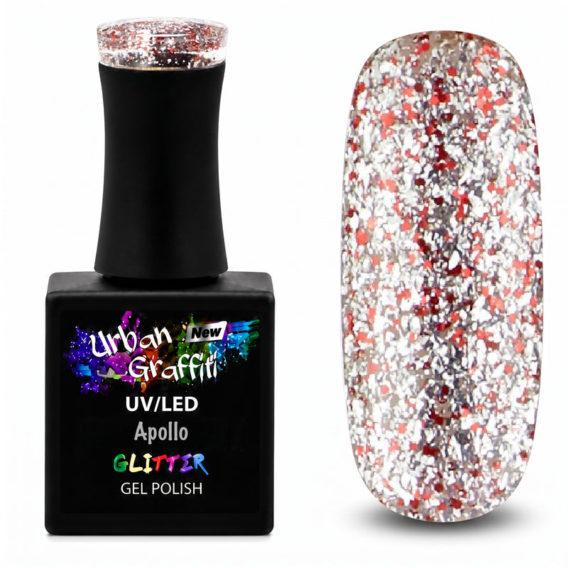 Apollo - UGGP-A0907 Smalto Gel Glitter Rosso e Argento Urban Graffiti 15ml