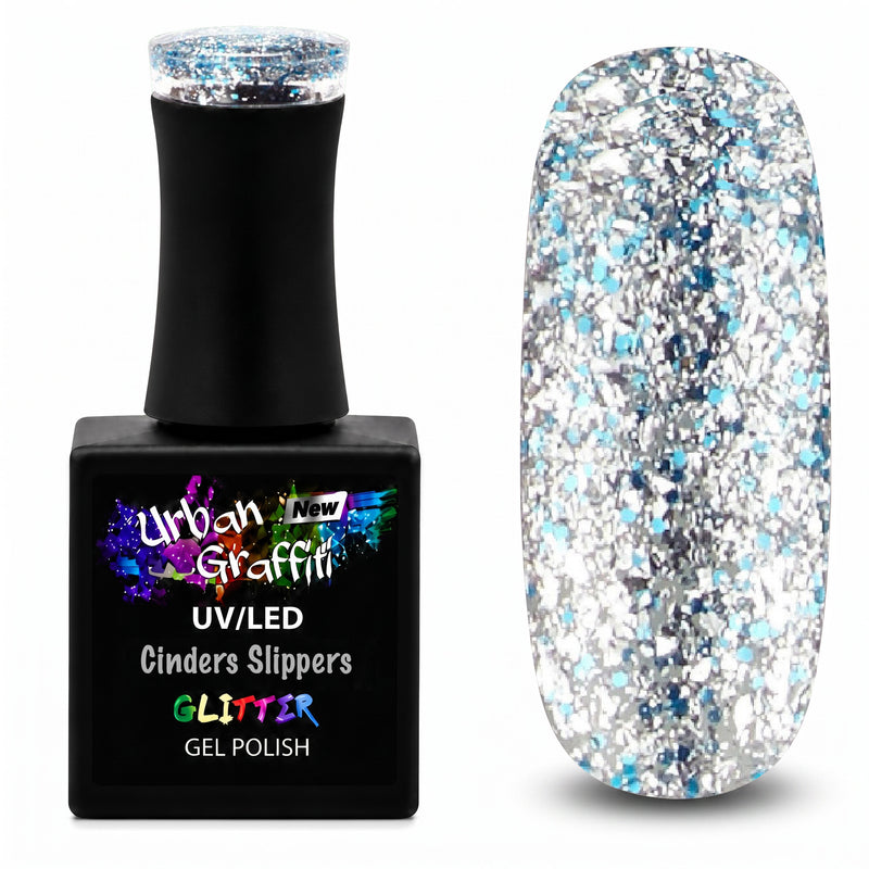 Pantofole Cinders - UGGP-A0908 Urban Graffiti Argento e Blu Glitter Smalto 15ml