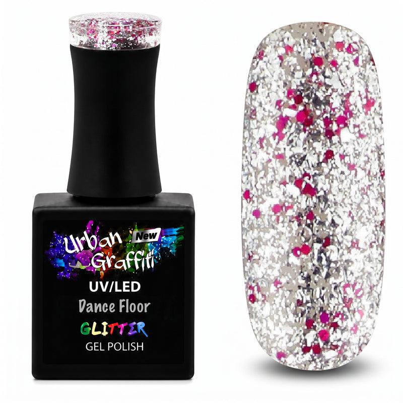 Dance Floor - UGGP-A0909 smalto gel glitter rosa e argento Urban Graffiti 15ml