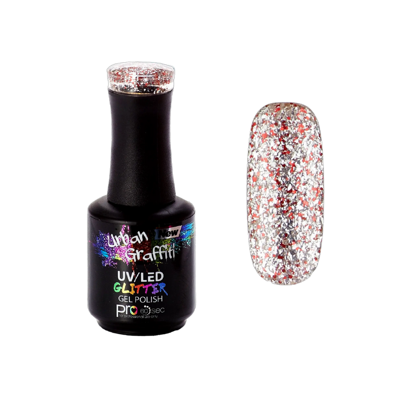 Apollo - UGGP-A0907 Urban Graffiti Rode en Zilveren Glitter Gel Nagellak 15ml